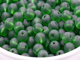 100pc Frosted Glass 6mm 8mm Emerald Green,
